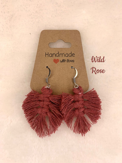 Handmade Macrame Feather Drop Earrings!