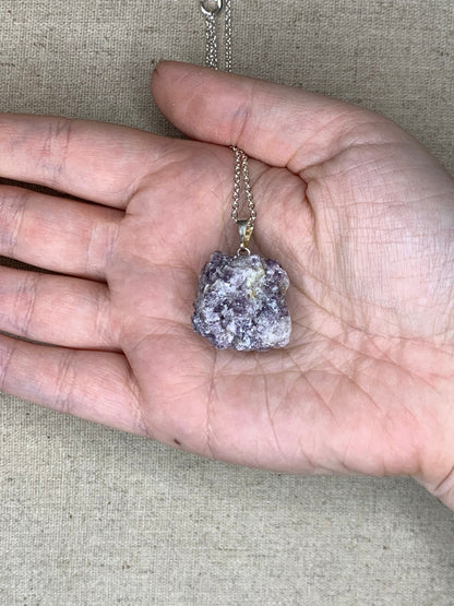 Lepidolite Pendant With 16” Chain