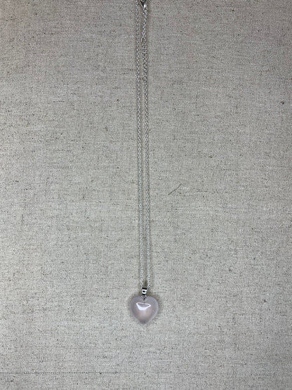 Rose Quartz Heart Pendant With 16” Chain