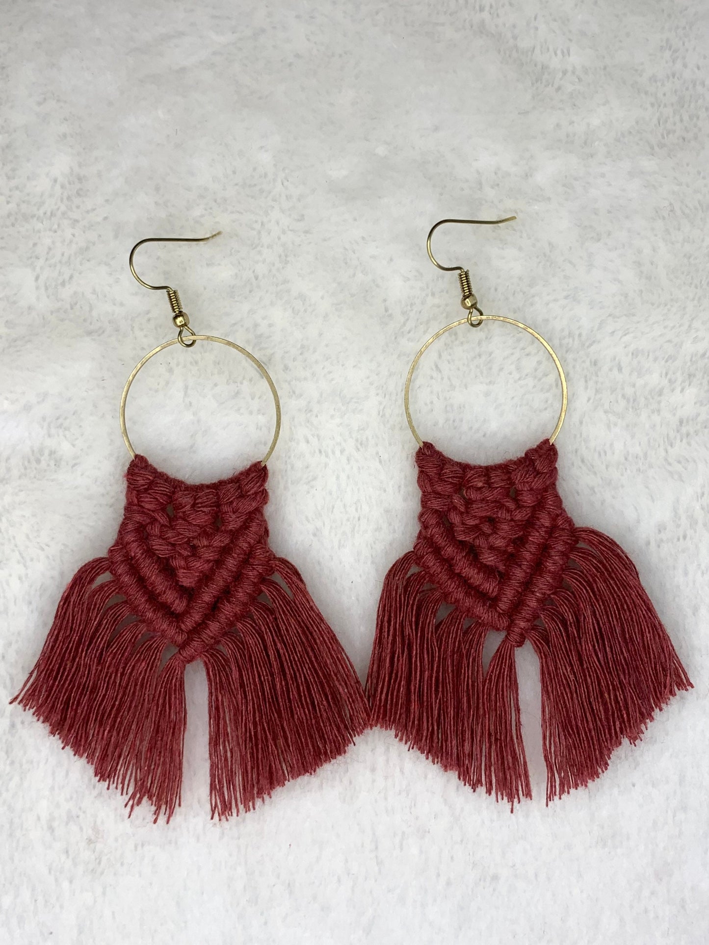 Handmade Macrame Hoop Dangle Earrings