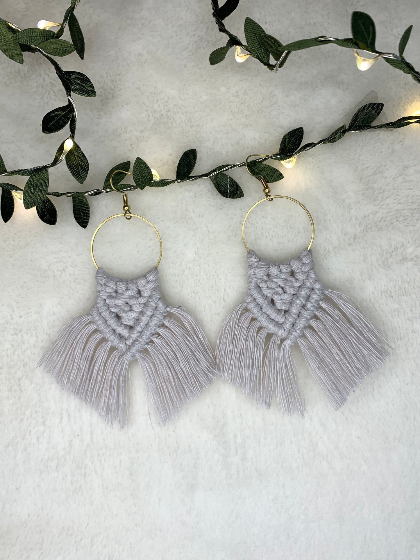 Handmade Macrame Hoop Dangle Earrings