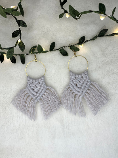 Handmade Macrame Hoop Dangle Earrings