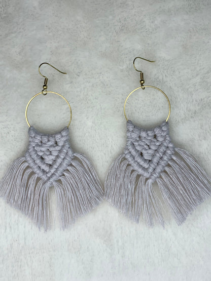 Handmade Macrame Hoop Dangle Earrings