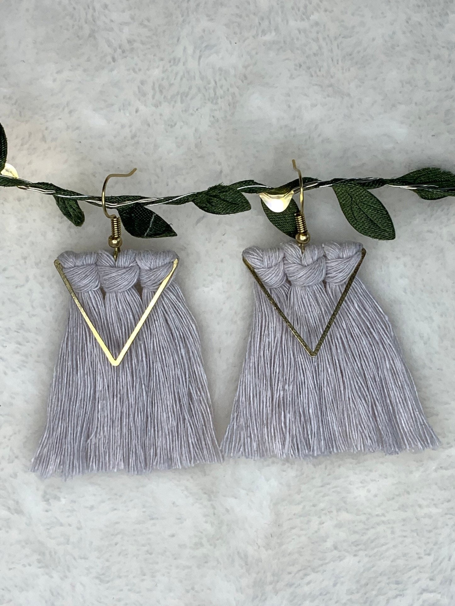 Handmade Macrame Triangle Dangle Earrings