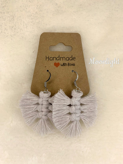 Handmade Macrame Feather Drop Earrings!