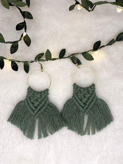 Handmade Macrame Hoop Dangle Earrings