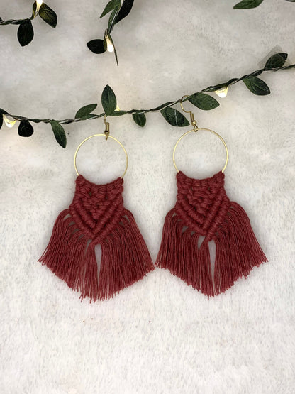 Handmade Macrame Hoop Dangle Earrings