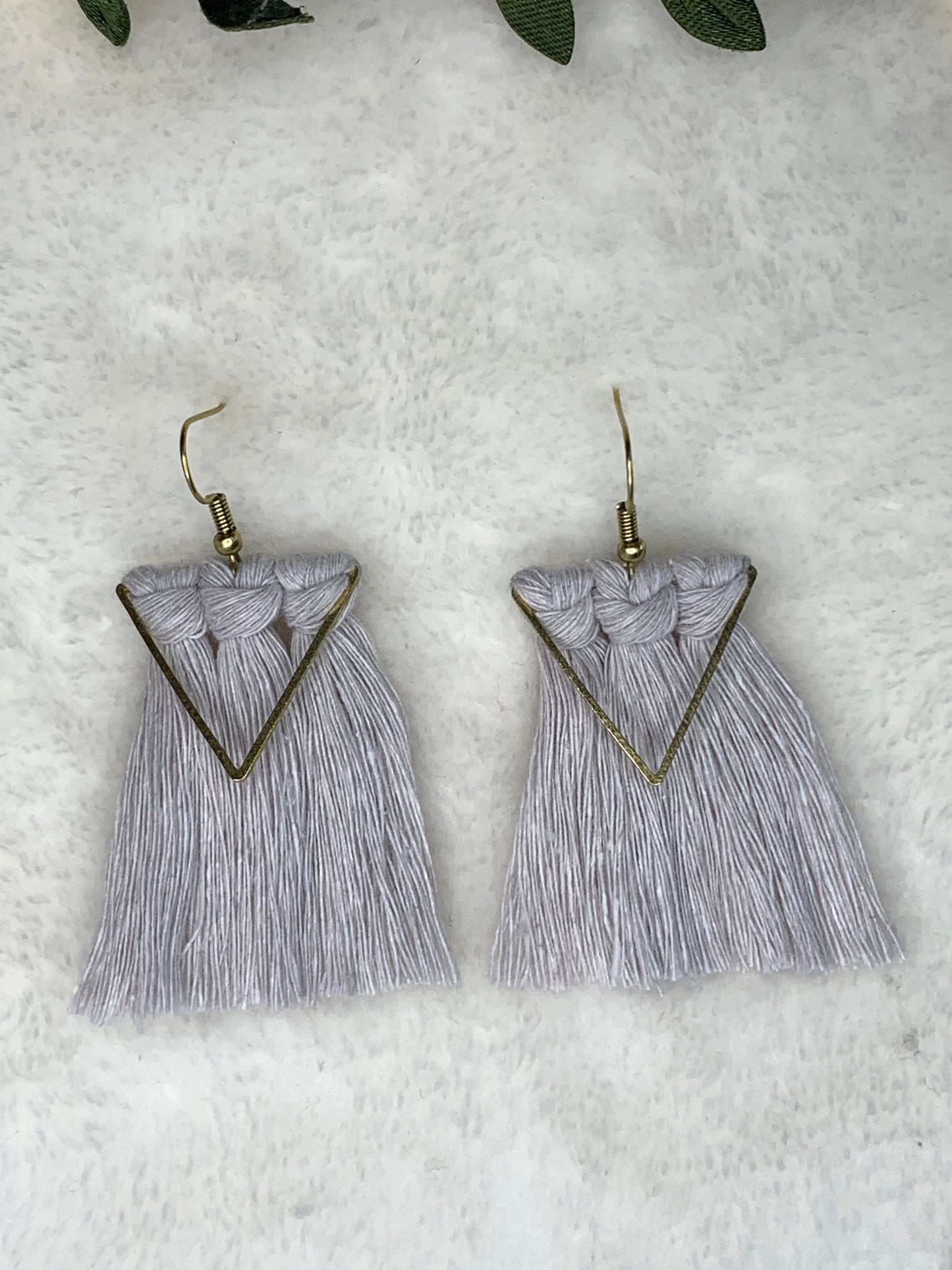 Handmade Macrame Triangle Dangle Earrings